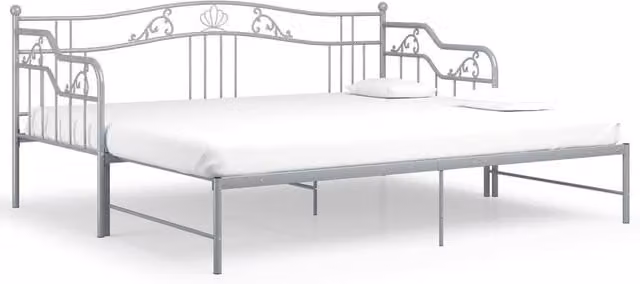 Berkfield Home Grey Metal Pull-out Sofa Bed Frame W: 90 cm, L: 200 cm