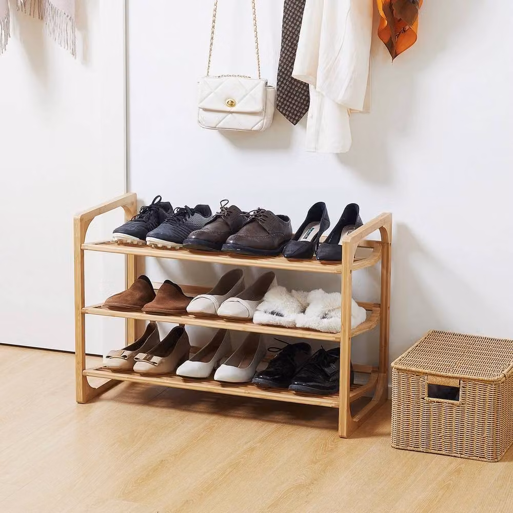 VOGREX 3-Tier Bamboo Shoe Rack in Beige, W/D/H: 76 x 33 x 51 cm – 2