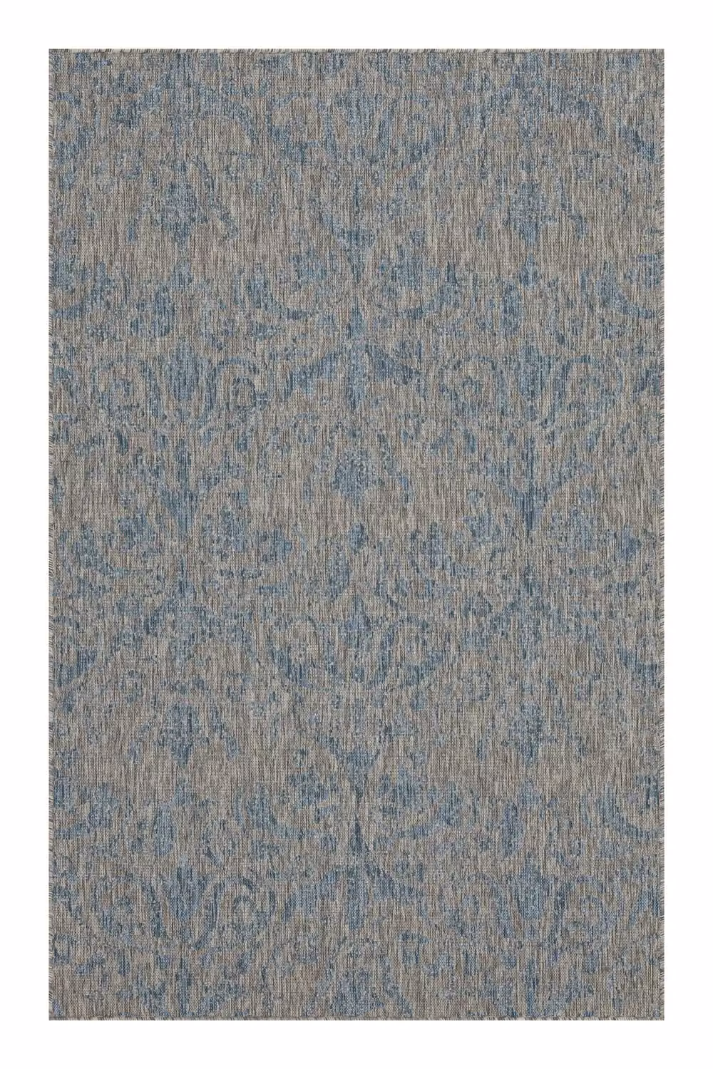 Kukoon Blue and Grey Mottled Abstract Outdoor, Garden and Patio Area Rug, W/D: 120 x 170 cm