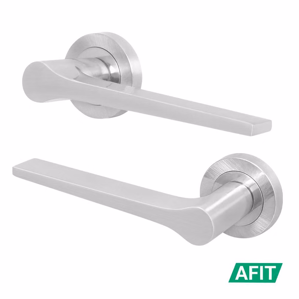 AFIT Satin Nickel Fire Door Handle, Silver Brushed Aluminium Internal Lever On Rose, 150 x 150 mm – 2