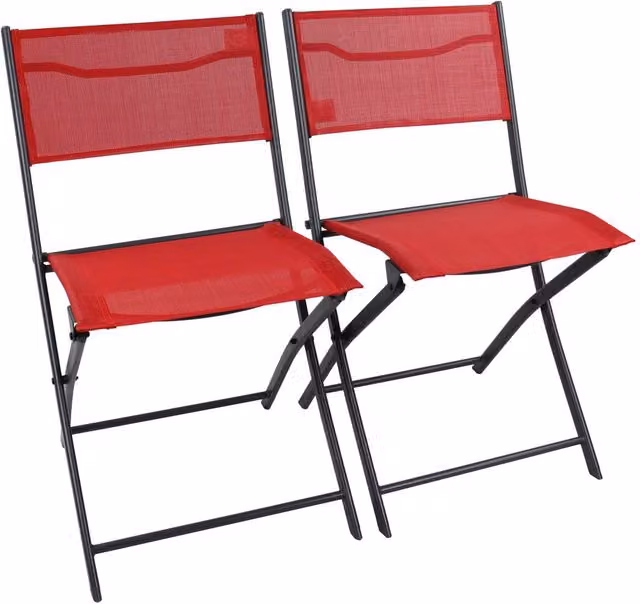 VCM Sumila 2-piece Red Metal Folding Garden Chairs H 79 x W 45 x D 46 cm