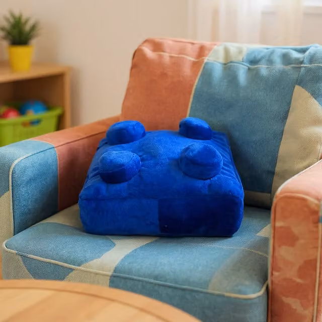 Echo Three Blue Square Plush Building Brick Cushion