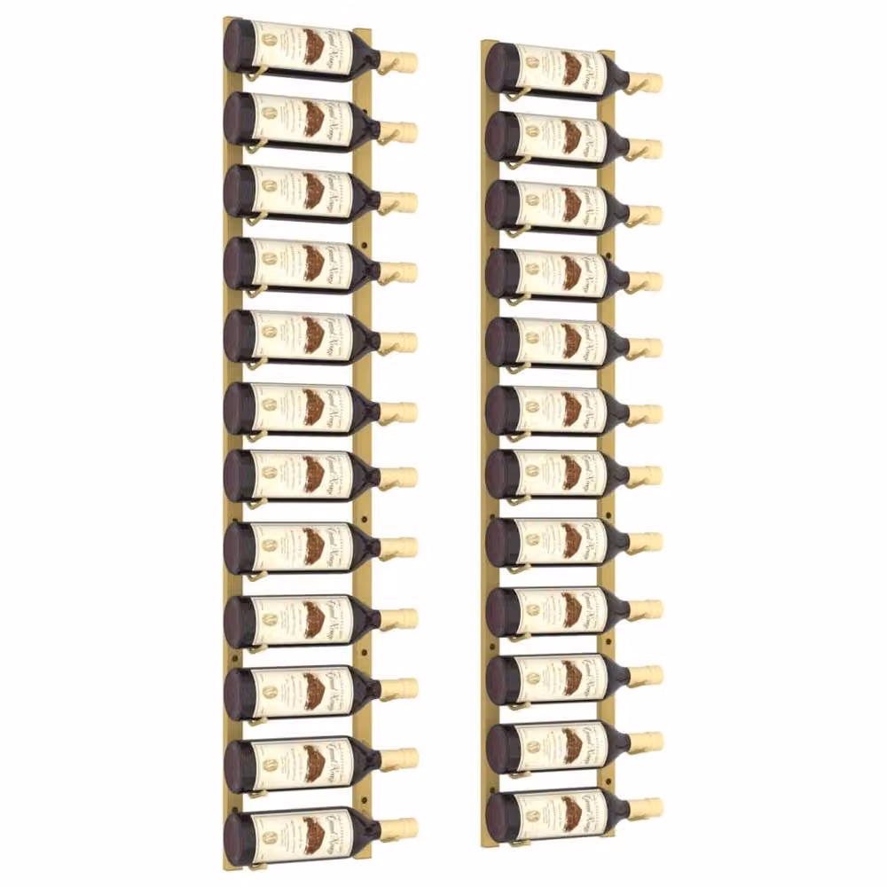 Berkfield Home Wall Mounted Gold Metal Wine Rack for 12 Bottles, Set of 2 – 2
