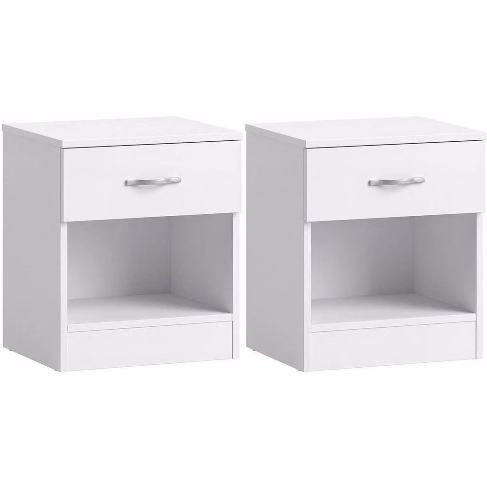 Vida Designs Riano 1 Drawer Bedside Chest Set of 2 in White – 2