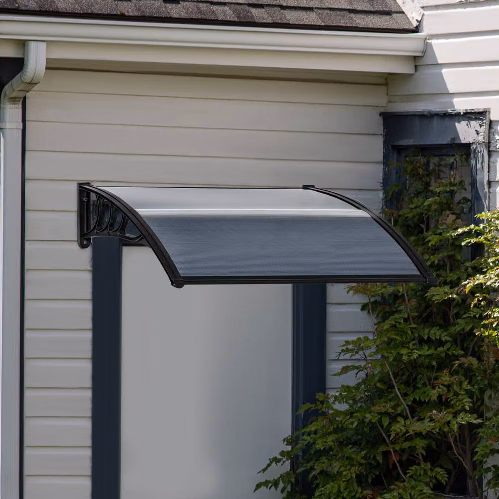 Matteo Black Door Canopy Awning Polypropylene Window and Porch Rain Shelter W: 100 cm, D: 75 cm – 2