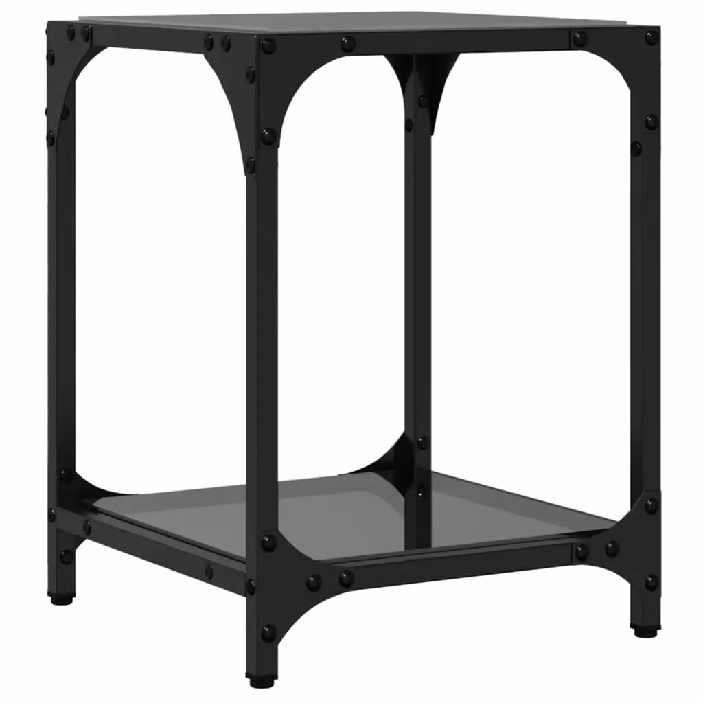 Berkfield Home Set of 2 Modern Square Coffee Tables with Black Glossy Glass Tops and Steel Legs, W/D/H: 30 x 30 x 40 cm – 5