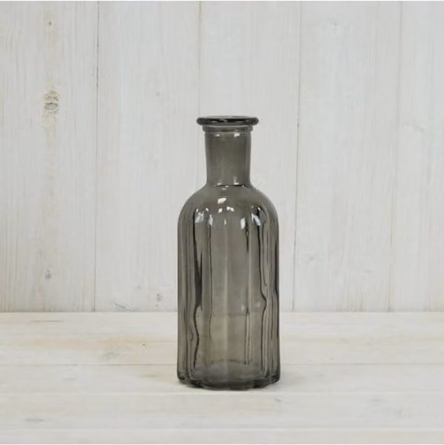 KDMD Minimalist Smoky Grey Striped Glass Bottle