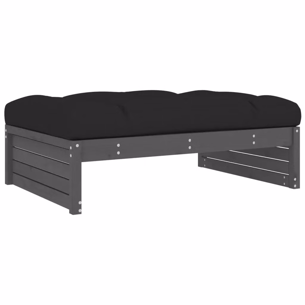 Berkfield Home Rustic Grey Pine Wood Garden Footstool W: 120 cm, D: 80 cm, H: 80 cm – 2