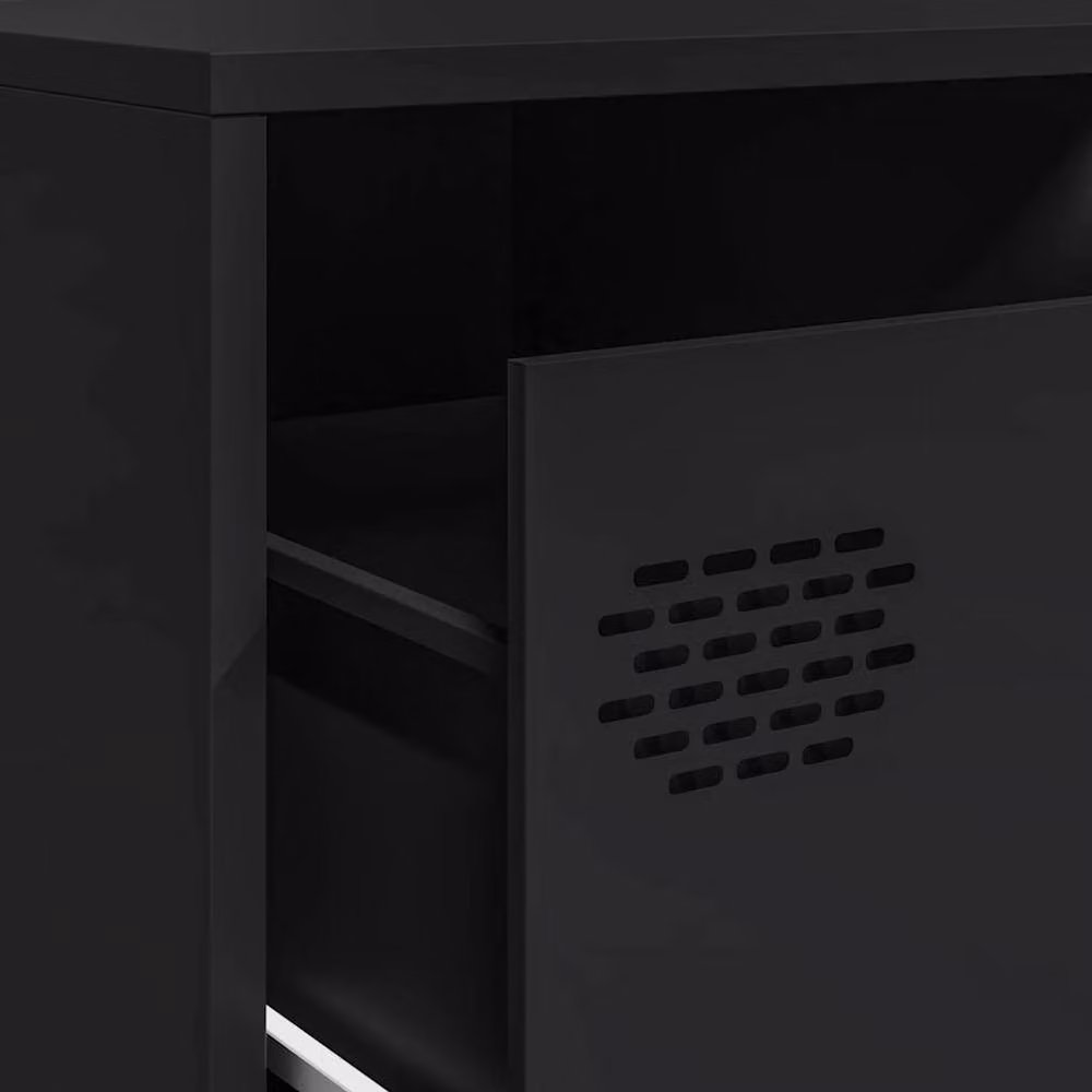 Berkfield Home Industrial TV Cabinet in Matt Black Metal, W/D/H: 202 x 39 x 43.5 cm – 5