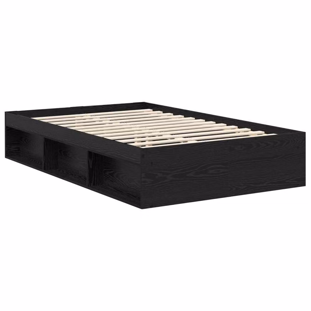 Berkfield Home Modern Bed Frame with Headboard in Black Solid Pine Wood, W: 135 cm x L: 190 cm – 3