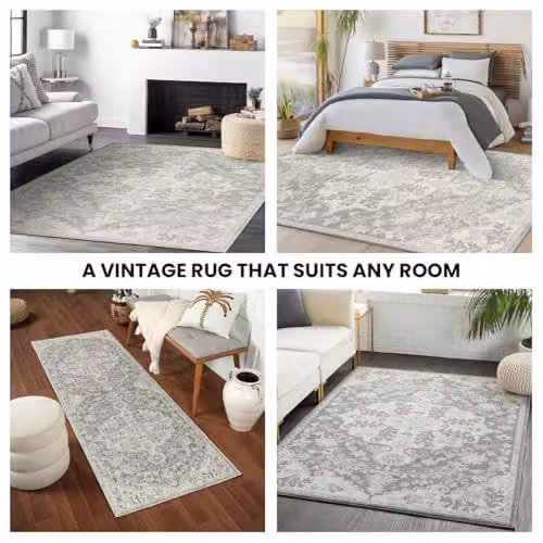 Livabliss Asmara Vintage Boho Style Area Rug, W/D/H: 200 x 275 x 0.65 cm, Grey, Beige and Black – 4