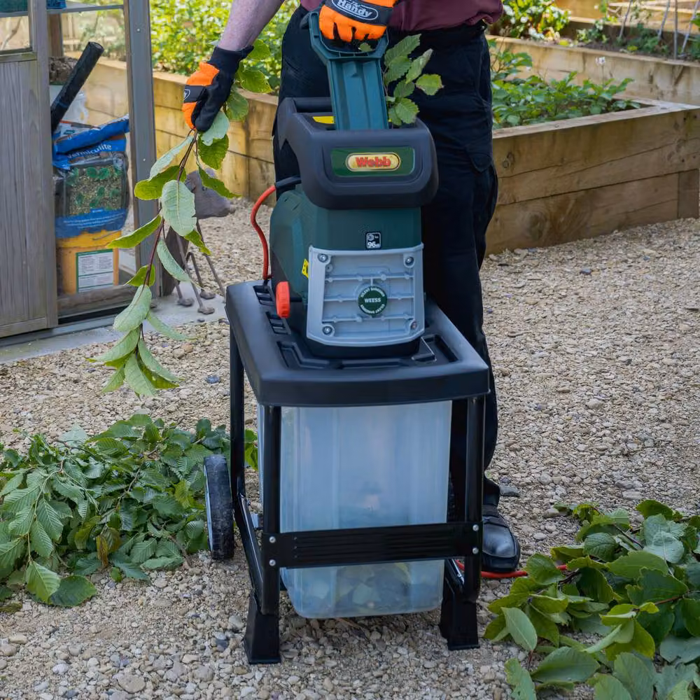 Webb 2800W Electric Silent Roller Shredder with 55L Collection Box, Green – 2