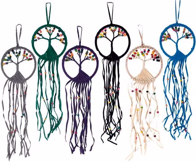 KDMD Tree of Life Dreamcatcher Set of 6, Multicolour, Diameter: 12 cm