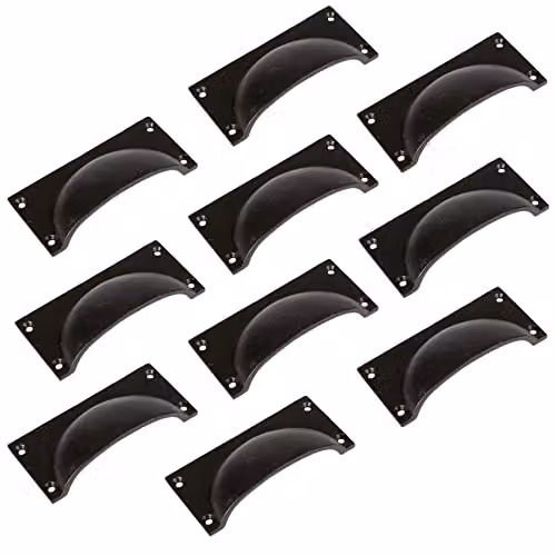 Hammer & Tongs Matt Black Iron Rectangular Cabinet Drawer Pull, Pack of 10, W: 10.5 cm, H: 5.0 cm – 2