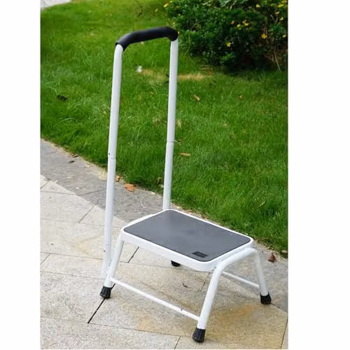 Gr8 Home Single Step Caravan Stool with Safety Handrail in White – 3