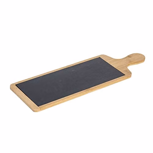 Argon Tableware Bamboo and Slate Rectangular Serving Paddle with Handles, Black or Grey, W: 44.5 cm, D: 14.5 cm – 1