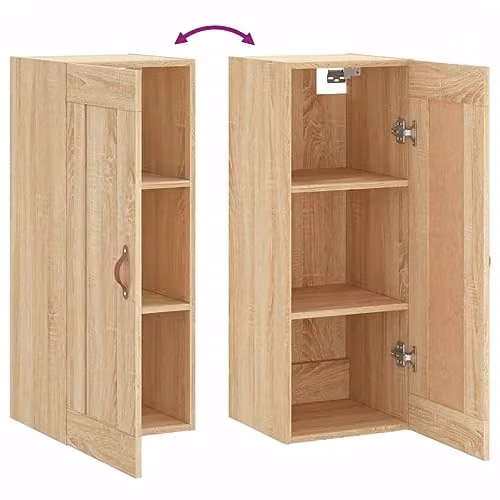 vidaXL Wall Mounted Cabinet in Brown Sonoma Oak, W/D/H: 34.5 x 34 x 90 cm – 3