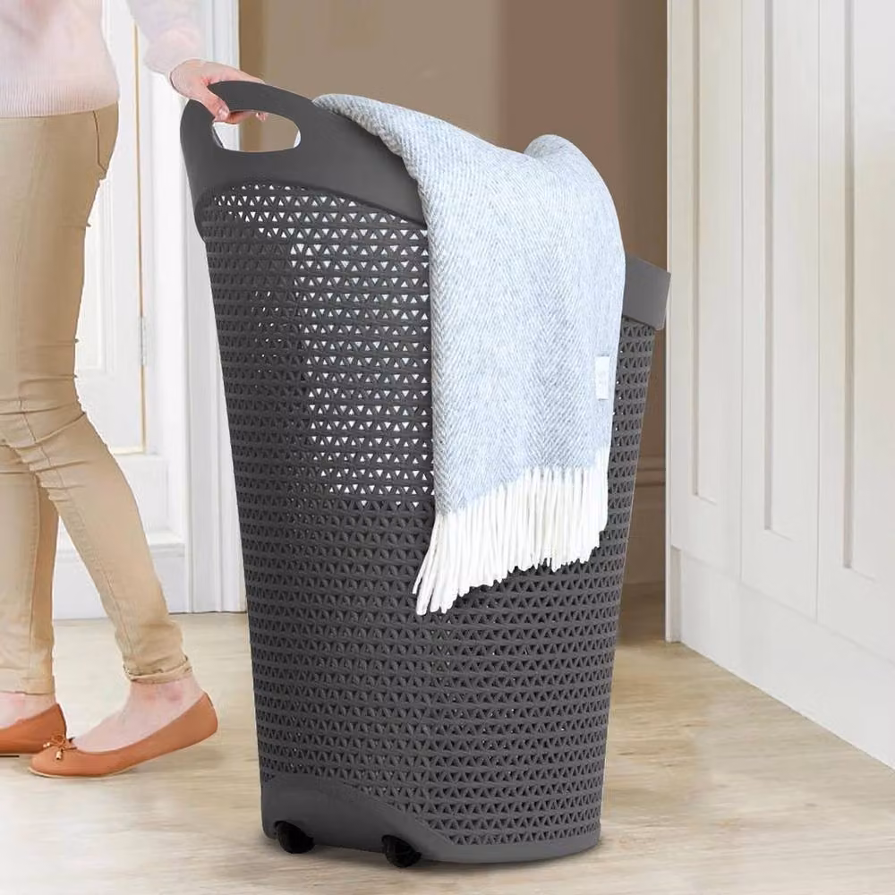 PAWNORA 100L Laundry Basket Storage with Wheels, Grey – 4