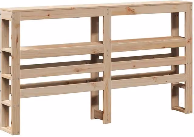 Berkfield Home Solid Wood Pine Headboard with Integrated Bedside Shelves, Light Brown, 140 cm