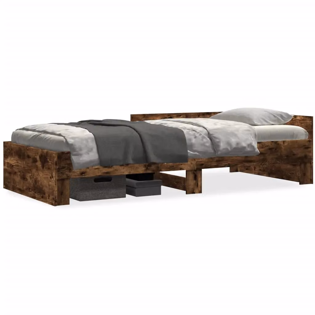 Berkfield Home Bed Frame in Smoked Oak with Lift Up Base, Brown, W: 100 cm, D: 200 cm – 2
