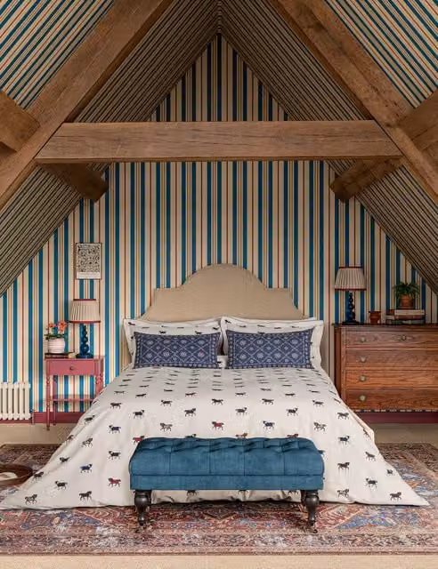 Joules Reversible Dressage Horses Cotton Percale Duvet Cover and Pillowcase Set, Beige and Multicolour, W: 180 cm, L: 200 cm