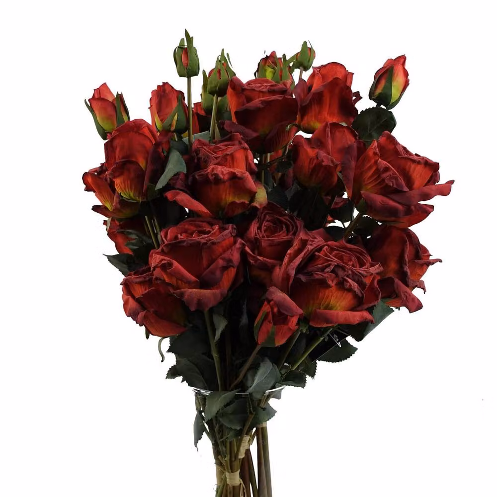 Leaf Red Rose Artificial Flower Sprays, Set of 6, 60 cm Height – 3