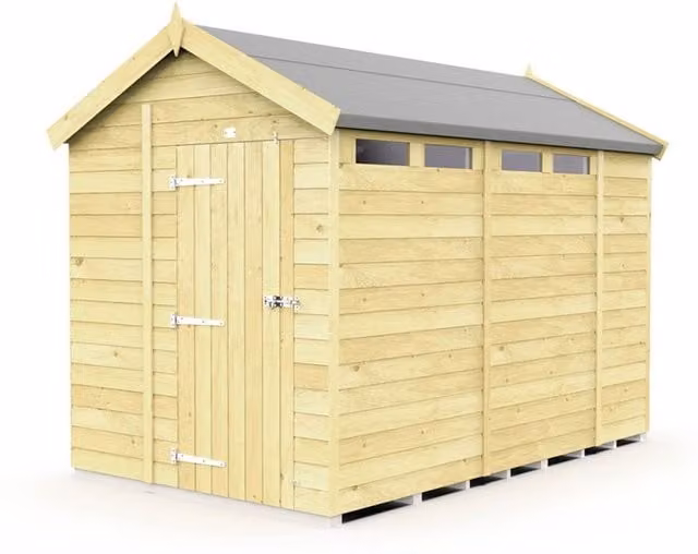 Buttercup Farm Apex Security Wooden Shed with Single Door in Brown, W175 x D329 x H217 cm