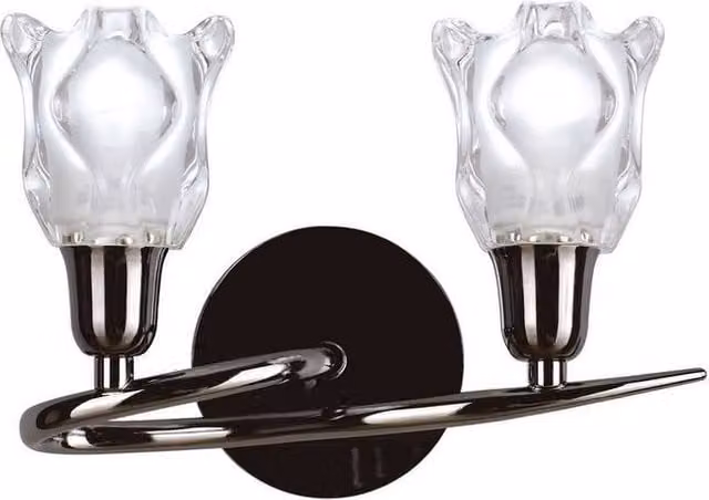 Netlighting Amel 2-Light Switched Wall Lamp in Black Chrome with Transparent Glass – 1