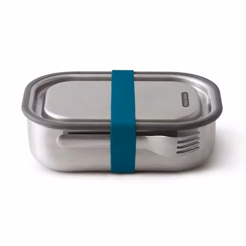 Black + Blum Stainless Steel Bento Lunch Box with Dividers and Cutlery, Ocean Blue, 1L