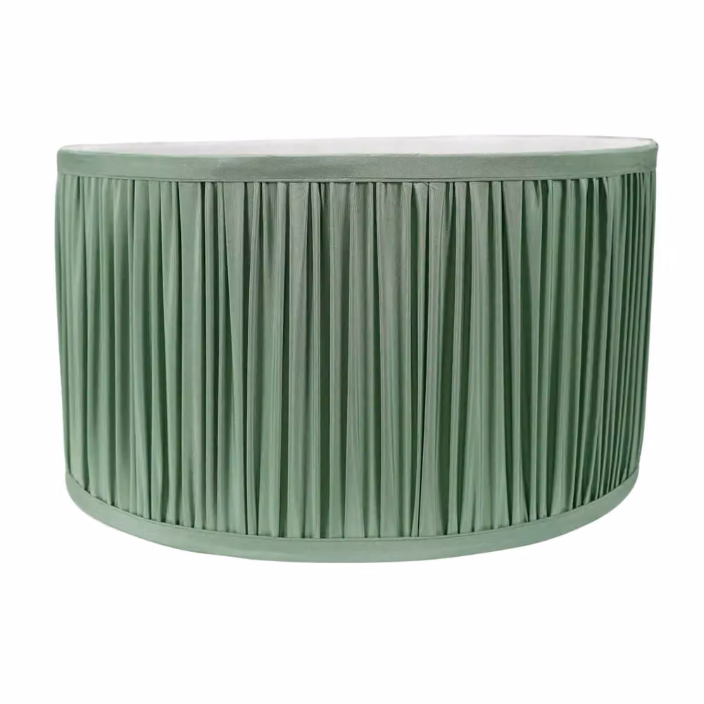 ValueLights Jess Fabric Ruched Pleated Drum Lampshade in Green, Width: 35 cm – 2