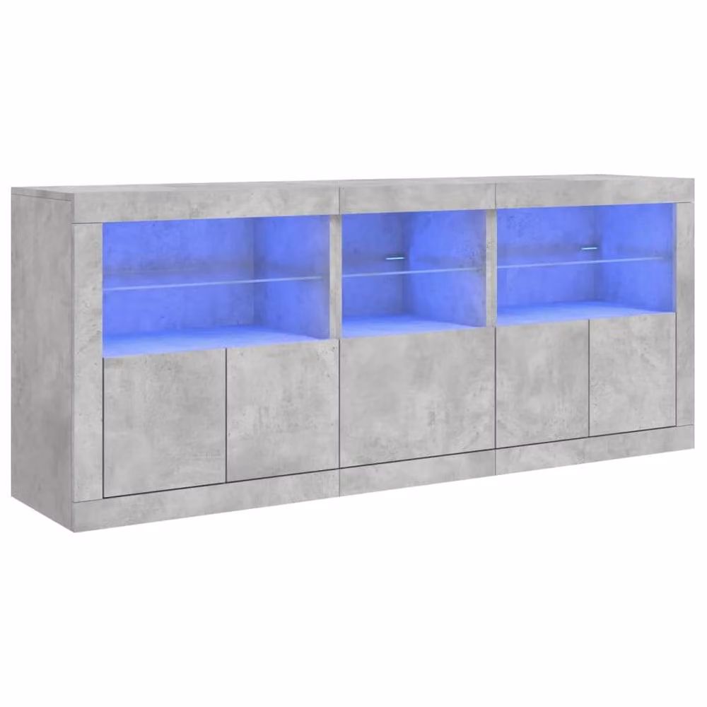 Berkfield Home Modern Sideboard with LED Lights in Concrete Grey, W/D/H: 162 x 37 x 67 cm – 3