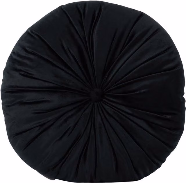 Divante Round Black Velvet Cushion