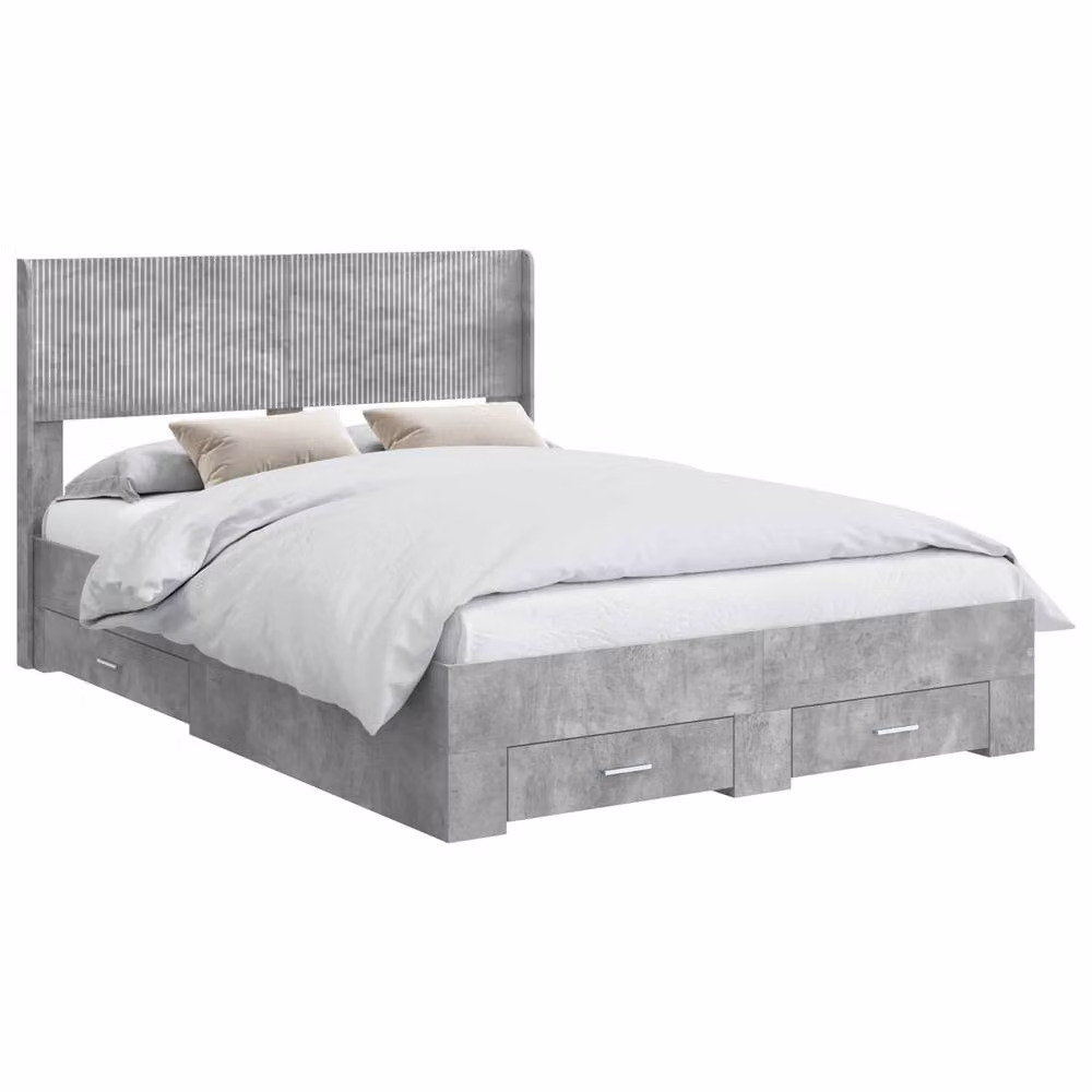 Berkfield Home Modern Bed Frame with Headboard and Storage Drawers in Grey, 160 x 200 cm – 2