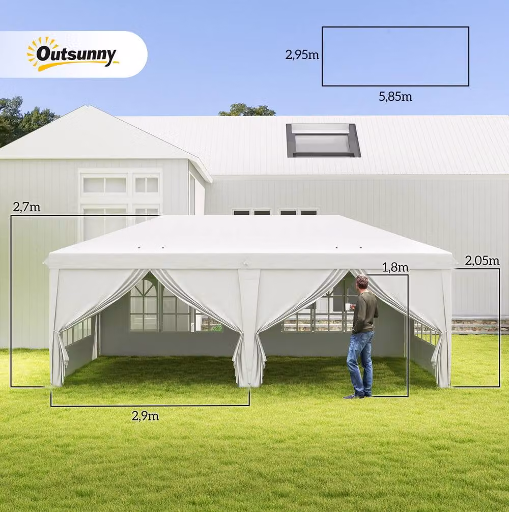 STILVORA Garden Gazebo in White with Removable Walls, W: 6 m, D: 3 m, H: 2.05 m – 3