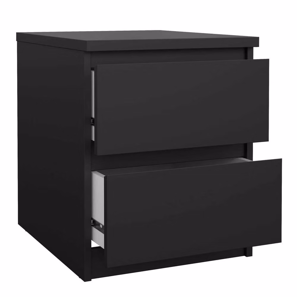 Wyld Haus Budapest Matt Black Wooden Bedside Table with 2 Drawers, W/D/H: 40.0 x 49.5 x 50.0 cm – 2