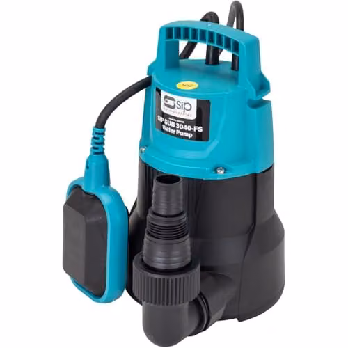 SIP SUB 3040 Submersible Clean Water Pump 400W 9000L/hr with Float Switch in Black and Turquoise