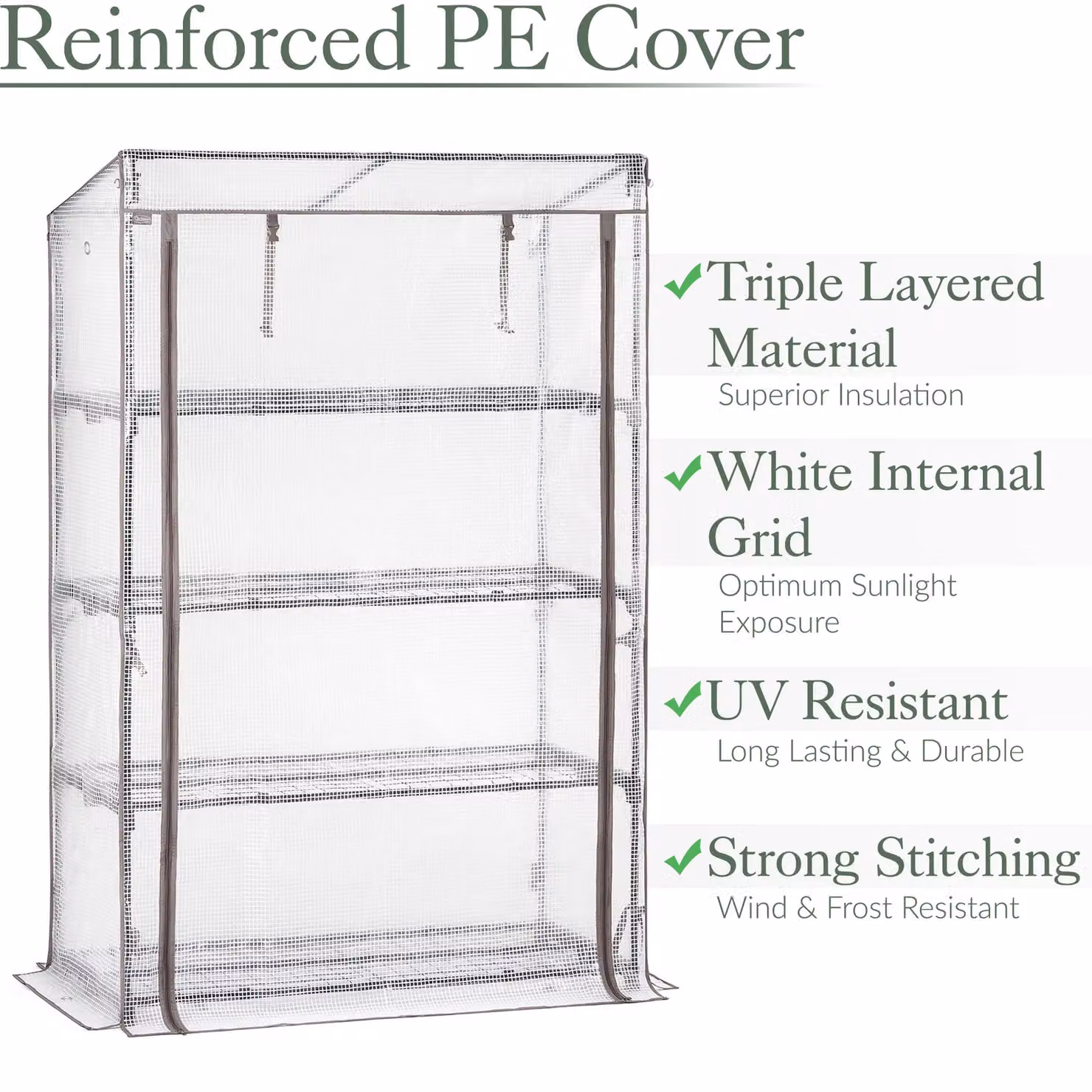 Christow 4 Tier Garden Growhouse with Steel Frame and PE Cover, W/D/H: 120 x 50 x 167 cm – 3