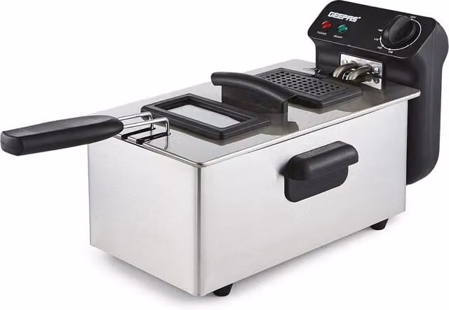 Geepas Deep Fat Fryer with 3L Basket and Timer in Metallic Silver – 1