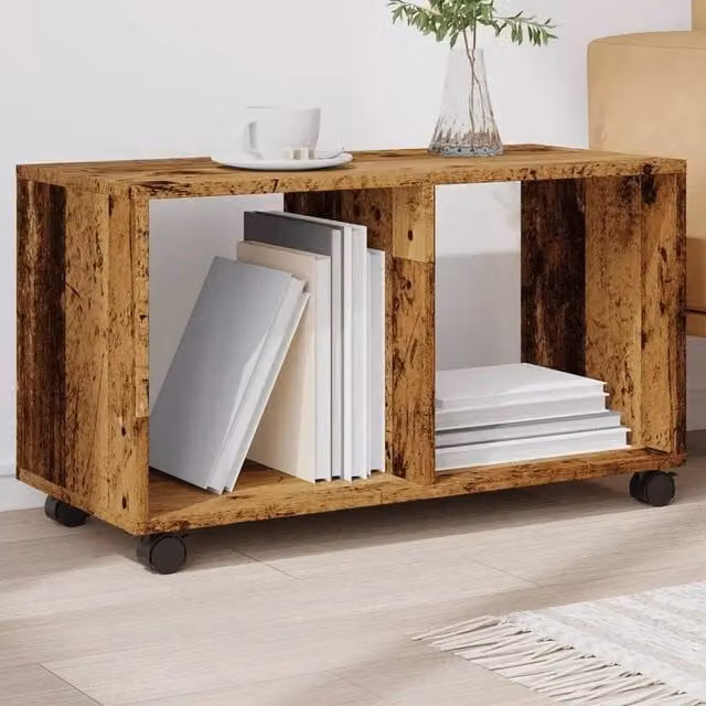 EONLION Rolling Cabinet in Old Wood Brown, W/D/H: 72 x 33 x 42.5 cm – 1