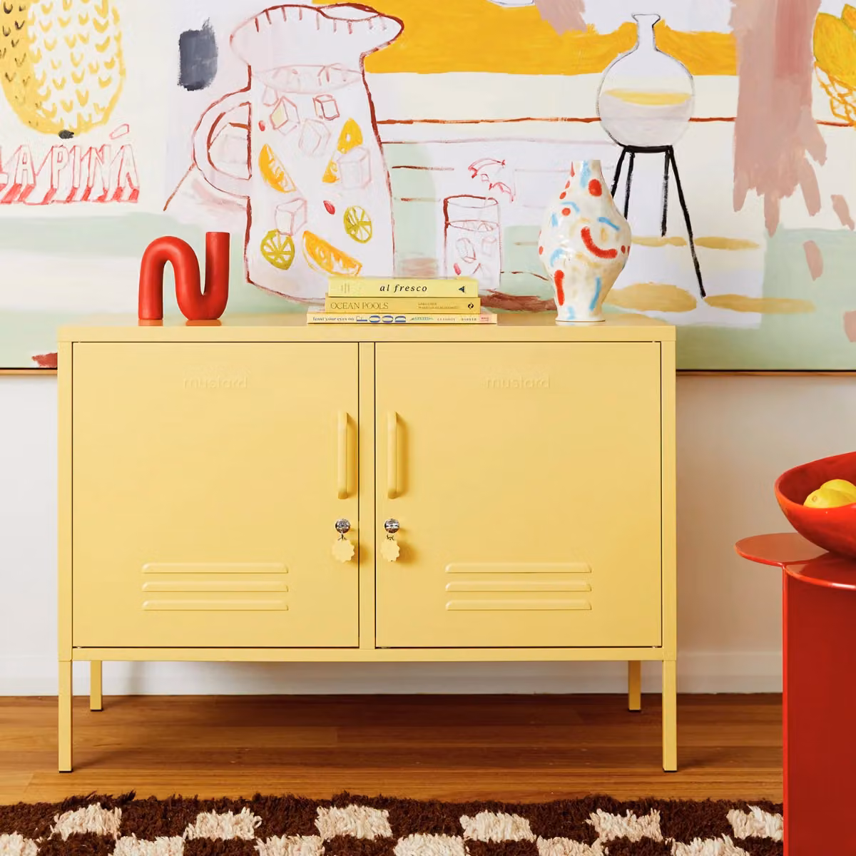 Mustard Made The Lowdown Freestanding Metal Storage Locker in Yellow, W/D/H: 100 x 40 x 72 cm – 2
