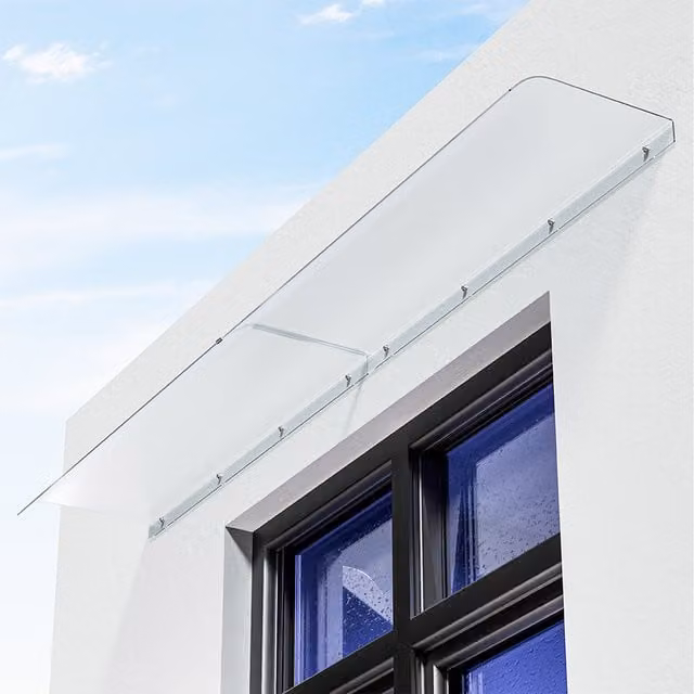 Breeins Frosted Door Canopy Awning for Outdoor Rain Protection, White, W: 160 cm, D: 40 cm