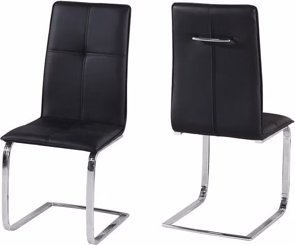Netfurniture Supor Black Synthetic Leather Cantilever Dining Chairs (Pack of 2)