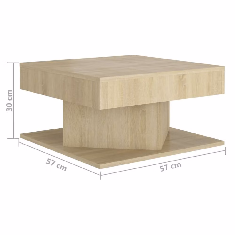 Berkfield Home Sonoma Oak Decorative Coffee Table in Beige, W/D/H: 57 x 57 x 30 cm – 2