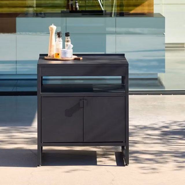 sweeek Outdoor Kitchen Stainless Steel Storage Module with 2 Hinged Doors, Black, W: 80 cm, D: 60 cm, H: 92.5 cm – 1