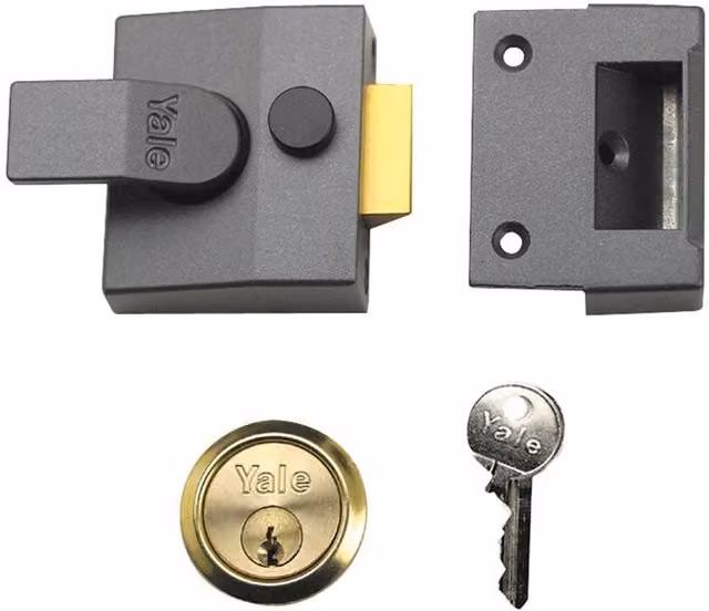 Yale 85 Series Deadlocking Nightlatch in Grey and Silver