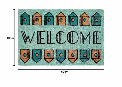 Orsina Round Coir Doormat in Green and Multicolour, Diameter: 100 cm – 5