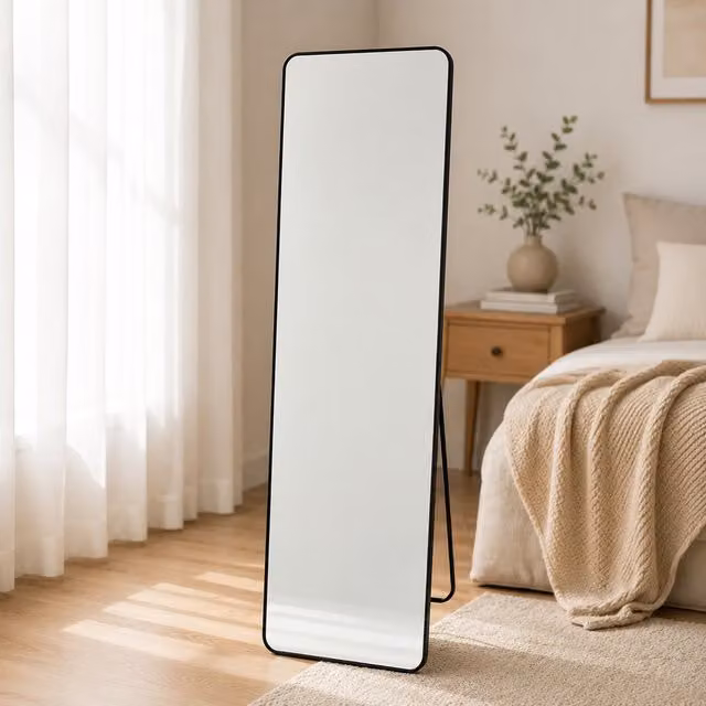 Gr8 Home Modern Black Full Length Freestanding Rectangular Mirror H 150 cm x W 40 cm – 1