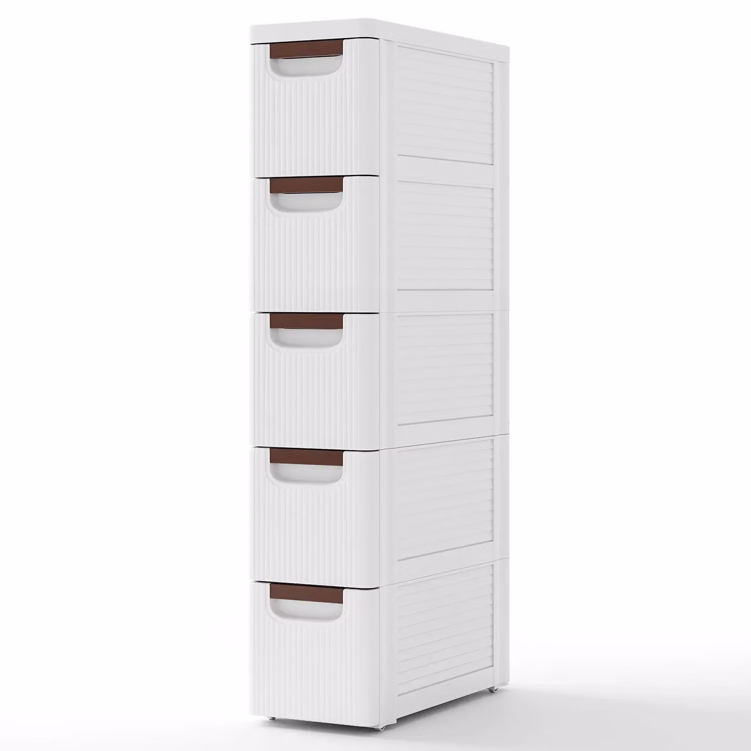 Costway 5-Drawer Narrow White Plastic Rolling Storage Cart for Bathroom – 2
