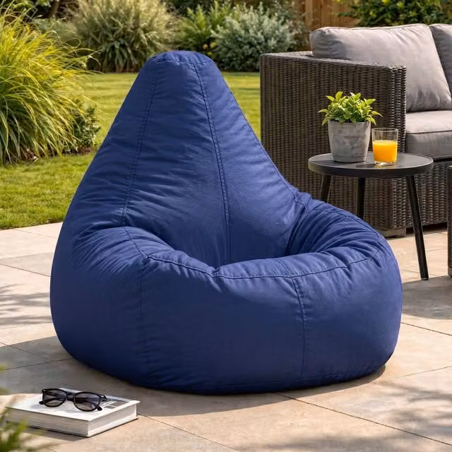 ICON Dalton High Back Adult Gaming Bean Bag Chair for Indoor and Outdoor Use, Blue – 1