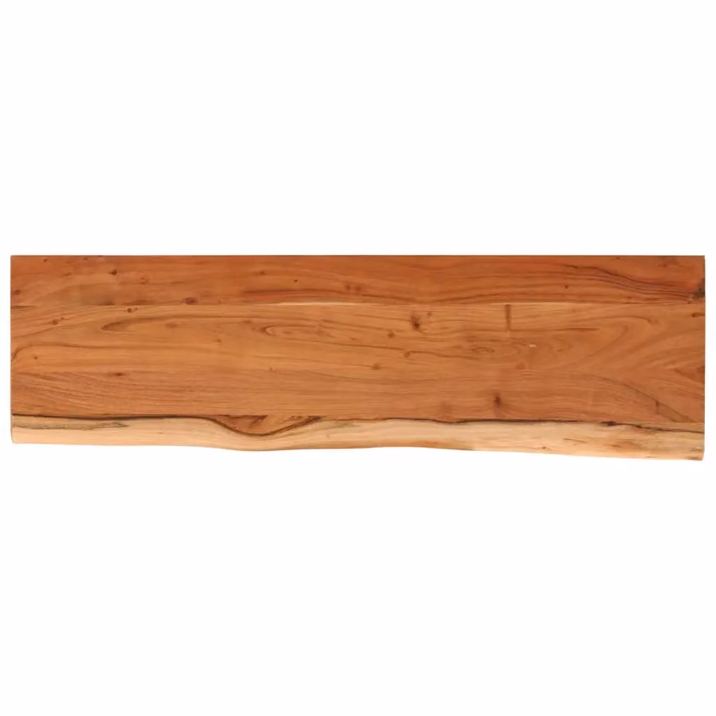 Berkfield Home Rectangular Acacia Solid Wood Wall Shelf with Live Edge, Brown, W: 60 cm, D: 20 cm, H: 3.8 cm – 2